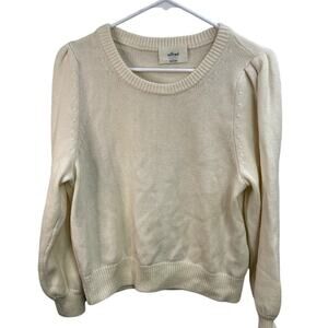 Wilfred Aritzia Size L Women's Merino Wool Blend Sweater Cropped Bishop Sleeve
